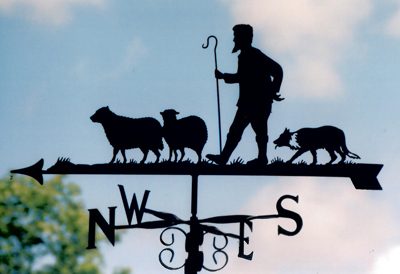 Shepherd dog and sheep weathervane